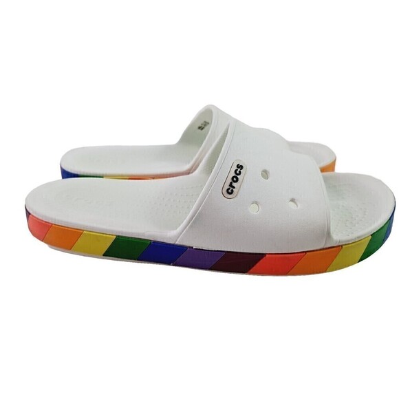 Crocs Crocband Rainbow Block Clogs Slides Sandals Mens 11 Shoes - Picture 1 of 6